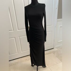 Givenchy Side Ruched Long Sleeve Crepe Dress Size 40